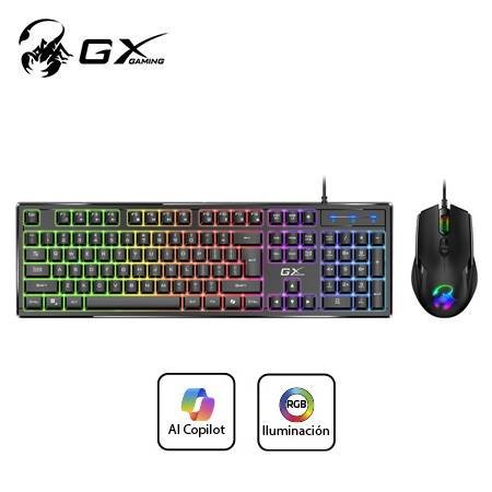 TECLADO GAMER GENIUS + MOUSE GX SCORPION KM-GX6 AI COPILOT GAMING RGB 19 TECLAS ANTI-GHOSTING 3200DPI BLACK (31330010401)
