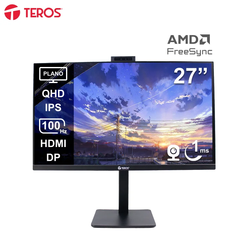 Monitor Plano Corporativo TEROS TE-2715CS QHD IPS 100Hz HDMI DP Audio Out Cámara 5MP