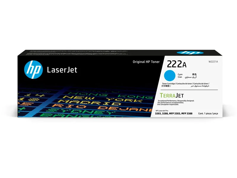 TONER HP W2221A (222A) CYAN P/ LJ 3203/ 3288/ MFP 3303/ 3388 1200 PGS