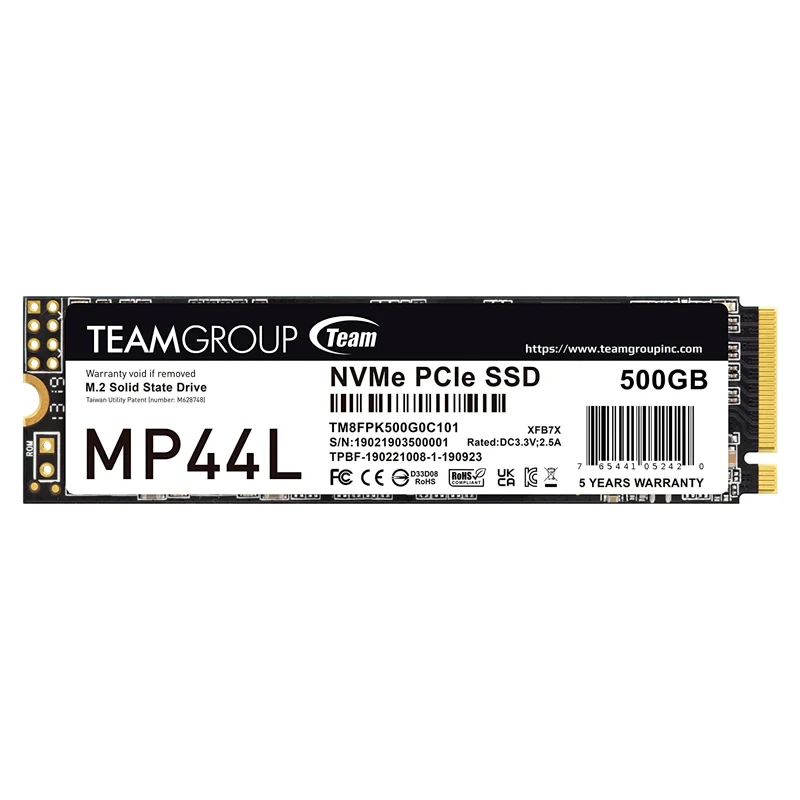 Disco duro solido TEAMGROUP MP44L 500GB, M.2, PCI-E 4.0 x4 con NVMe 1.4