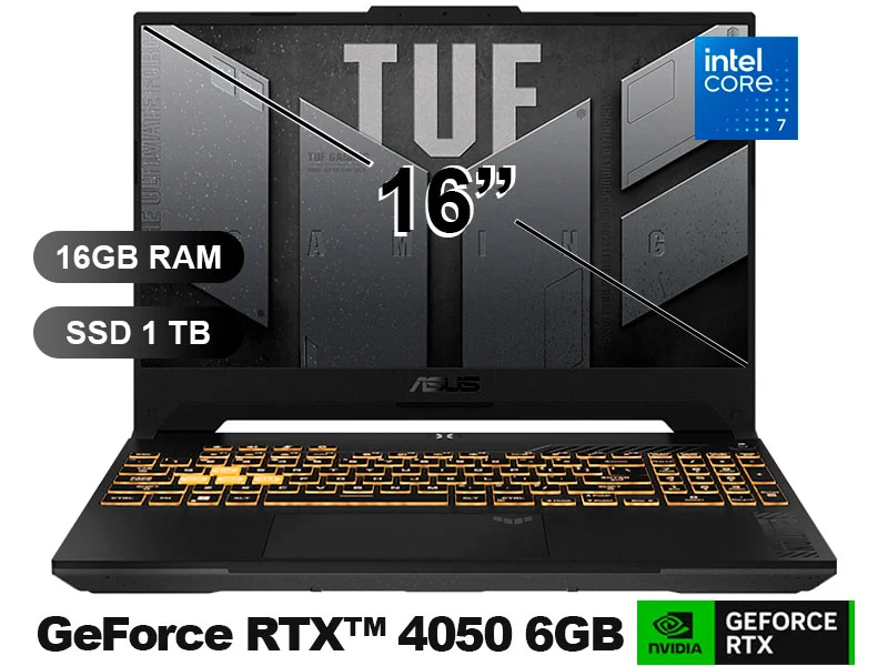 LAPTOP ASUS TUF GAMING A16 FX607VU-RL228 I7- 240H/ 16GB/ 1TB/ RTX4050 6GB/ 16/ FREE