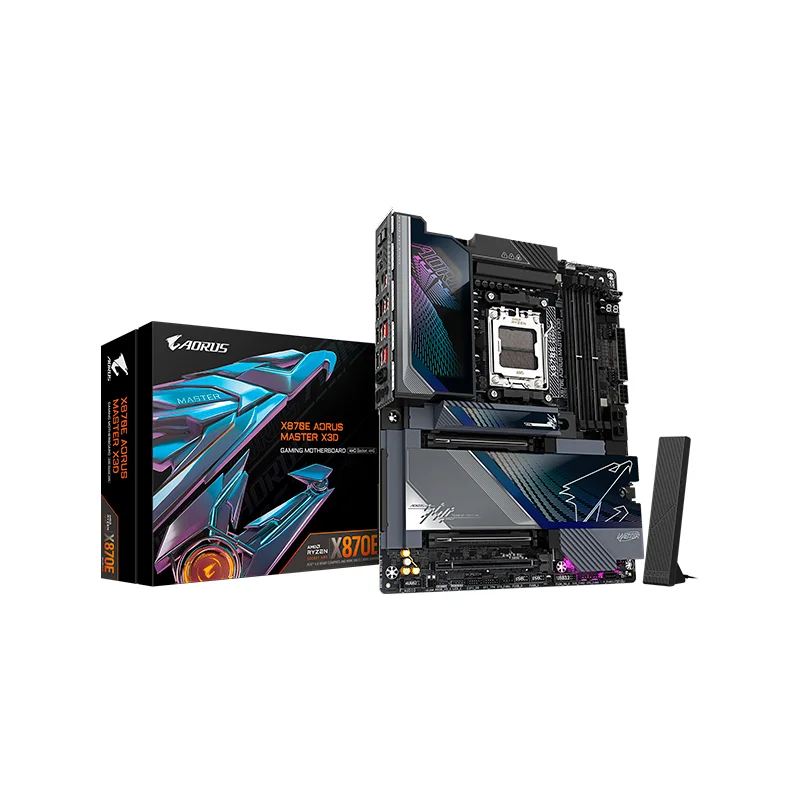 PLACA MADRE GIGABYTE X870E AORUS MASTER X3D, Chipset AMD X870E, Socket AM5, ATX