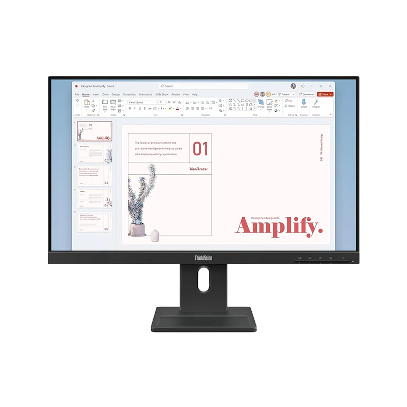 Monitor Plano Lenovo ThinkVision E24-40, 23.8" WLED FHD IPS/HDMI/DP/VGA/Parlantes (2Wx2)