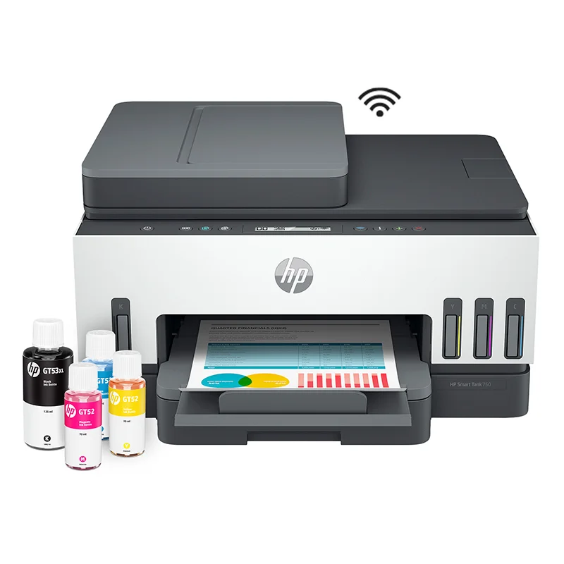 Impresora Multifuncional de tinta HP Smart Tank 750, Impresión/Escaneo/Copia/Wi-Fi/Bluetooth LE/LAN