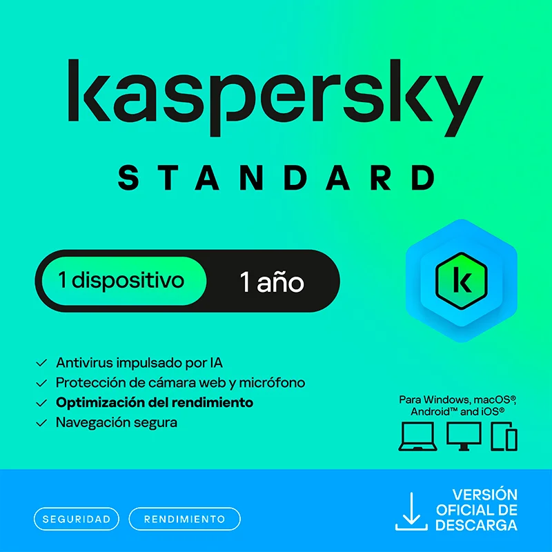 Antivirus Kaspersky standard 1 dispositivo 1 año