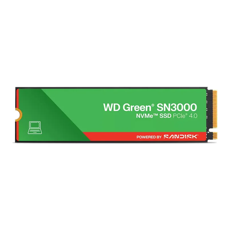 Disco en estado solido WD Green SN3000 NVMe 500GB M.2 2280, PCIe Gen 4.0 x4, NVMe