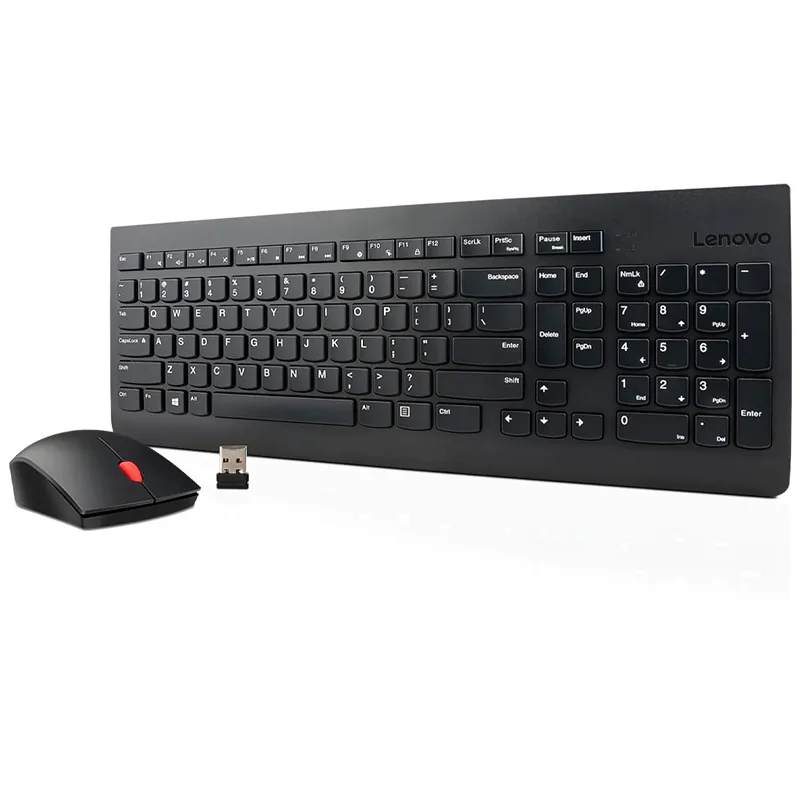 combo Teclado + Mouse Lenovo, Inalámbrico, Color Negro, (Kit Combo)