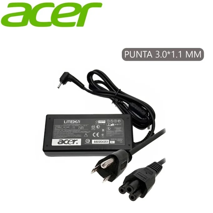 Cargador para Laptop ACER 45W 19V 2.37A (3.0*1.1mm) PUNTA FINA - Generico