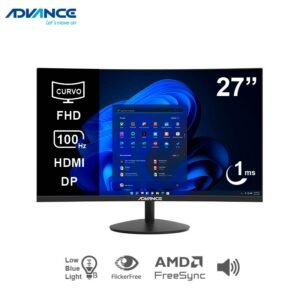 Monitor curvo ADVANCE ADV-2751S 27" FHD VA 100Hz 1ms HDMI DP PARLANTES negro